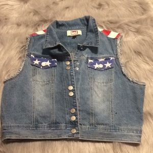 Denim USA flag vest